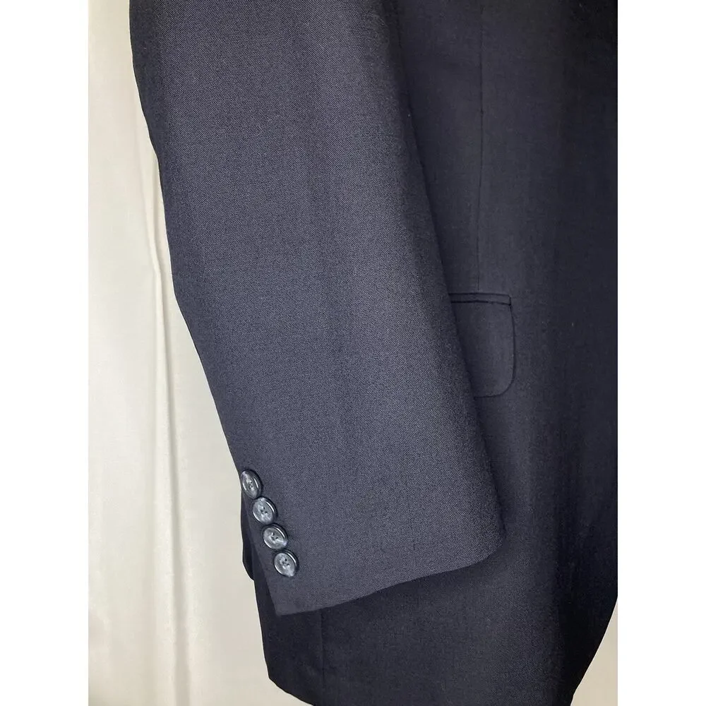 Lands End Mens 42R Blazer Navy Blue Wool 2 Button 45
